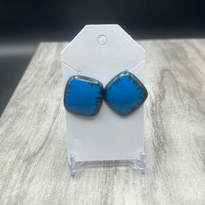 Blue & Black Square Earrings